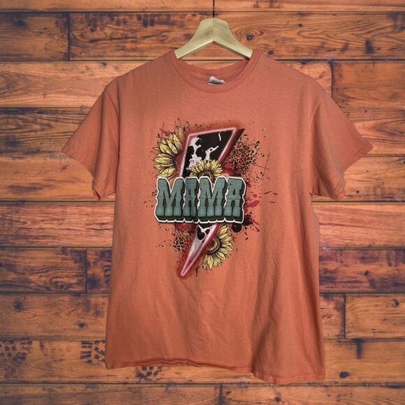 5 for $25🔥Delta Pro Weight "MAMA" Lightbolt Peach Shirt Medium - Picture 1 of 5